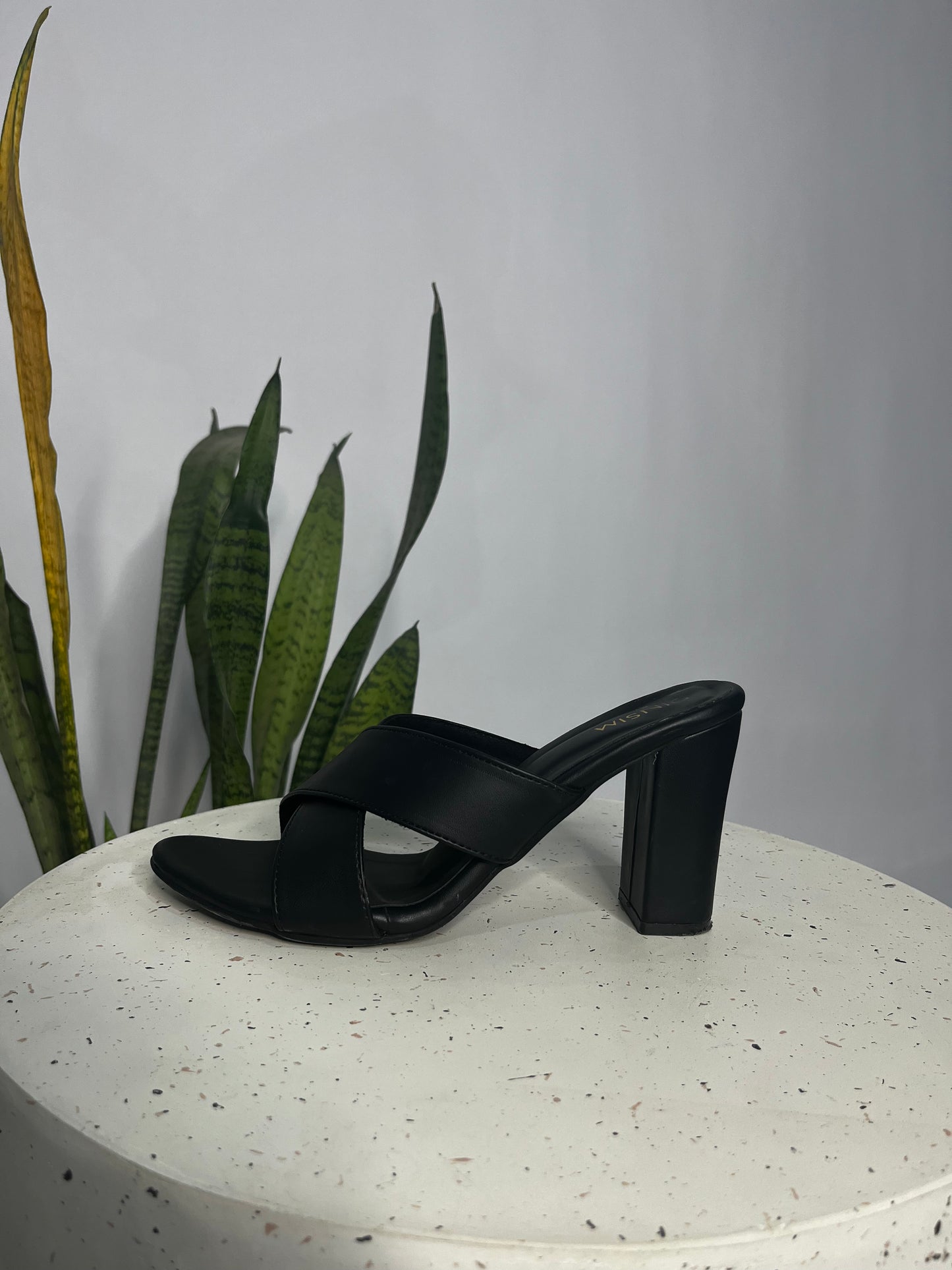 Black cross Block heel