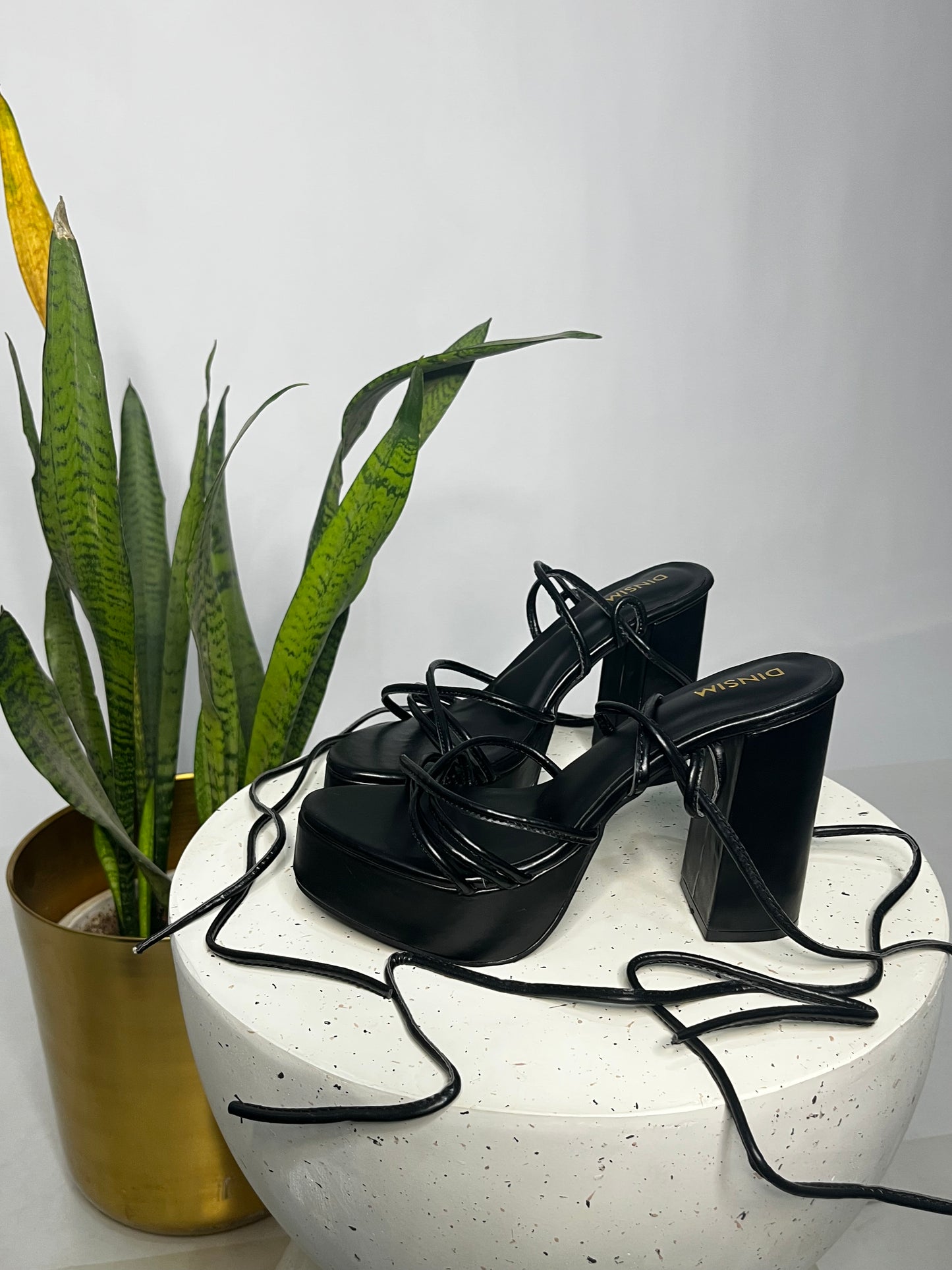 black laceup heel