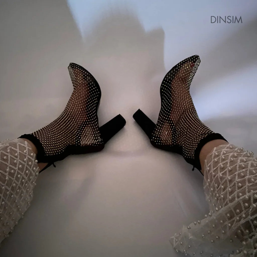 MIDNIGHT SPARKLE MESH BOOTIES